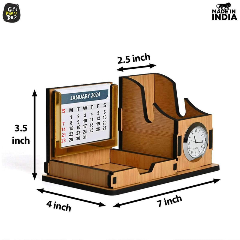 Mini Desk Organizer with Clock & Calendar 2026 | Desk Calendar | Desk Accessories