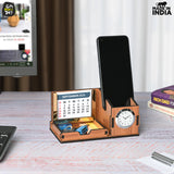 Load image into Gallery viewer, Wooden Desk Organizer with Clock &amp; Calendar 2024