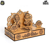 Load image into Gallery viewer, Wooden Portable Mandir &amp; Diya Stand Combo | Best Diwali Gift | Housewarming Gift Gift Kya De