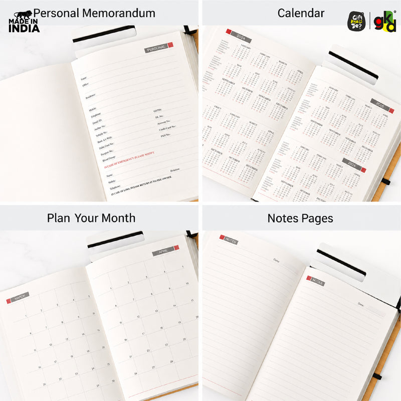 Wooden Smart Diary with Window White Board & Marker | A5 Notebook with Mobile & Pen Stand | Personal Use, Office & Corporate Gift (Copy)