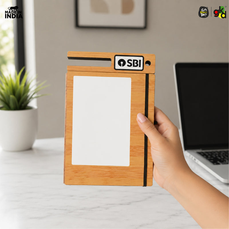 Wooden Smart Diary with Window White Board & Marker | A5 Notebook with Mobile & Pen Stand | Personal Use, Office & Corporate Gift (Copy)