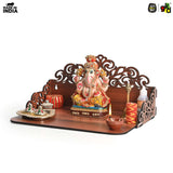 Load image into Gallery viewer, Small Pooja Mandir for Home &amp; Office | Indian Wooden Temple for Table or Shelf | DIY 12x9x6 Inch | Classic Design