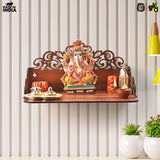 Load image into Gallery viewer, Small Pooja Mandir for Home &amp; Office | Indian Wooden Temple for Table or Shelf | DIY 12x9x6 Inch | Classic Design