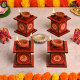 Load image into Gallery viewer, Tulsi Chaura Diya Stand GiftKyaDe Set-of-4