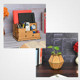 Load image into Gallery viewer, 4 Compartment Desk Organizer With Clock &amp; Calendar With Test Tube Planter Combo | Corporate Gift