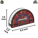 GKD Napkin Holder for Dining Table Beautiful Mandala Art Tissue Paper Stand with Cutwork Decorative Items for Kitchen Wooden Tissue Paper Holder (7 x 8 inch eco Friendly)(Namaste)