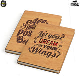 Gift Kya De GKD Dairy Notebook wooden hard bound cover with motivational message aesthetic diary without date a5 notebook ruled diary(bamboo ecofriendly)(100 quality pages 8x6inch)(pack of 2)