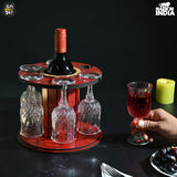 Wine Glass Holder Countertop Organizer Kitchen for 6 Glasses and 1 Wine Bottle, Wine Glass Stand for Dinning Table (Premium)