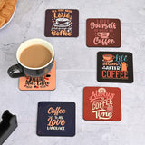 Load image into Gallery viewer, Square Quotes Coaster Set of 6 With Coaster Stand | Quotes Coaster Set fit for Tea Cups and Coffee Mugs Also Coffee Lover Gifts