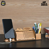 Load image into Gallery viewer, Lifetime Calendar With Desk Organizer and Mobile Stand (Motivational) (Bamboo)